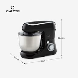 Klarstein Keukenmachine Bella Pico 2G Mixer - 1300 W - 6 Vermogensstanden En Pulsefunctie - Planetair Mengsysteem - RVS Kom Met 5 L Inhoud - 3-Delig Accessoires: Meng- En Kneedhaken Van Gegoten Aluminium, Roestvrijstalen Garde - Compact - Zilver — thumbnail 3