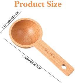 Dailygoody - Set van 4 Houten Koffieschepjes - Beukenhout - 15 ml - Keukenaccessoires voor Koffie en Specerijen — thumbnail 2