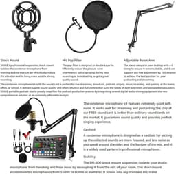 Podcast-Uitrustingsbundel - Microfoonset - voor Live Streaming, Zingen, Youtube & Tiktok - Zwart — thumbnail 4