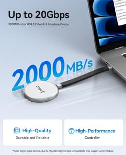 Externe SSD - Magnetische Opslag - Bestanden Overzetten - Tot 2000 MB/s - 2TB - Zilver — thumbnail 5