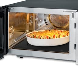 Magnetron met hetelucht - Oven combi - Snel eten bereiden - Grote glazen bodem - 25 Liter - Zwart RVS — thumbnail 4
