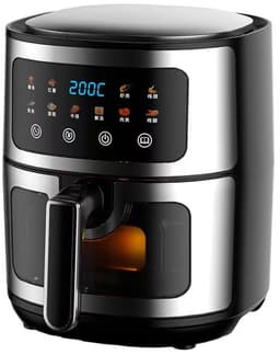 Grote heteluchtfriteuse met 6 liter inhoud, olievrij 1400W gezond kookapparaat met 10 voorgeprogrammeerde programma's digitaal LCD touchscreen kijkvenster antiaanbakmand zwart — thumbnail 4