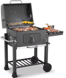 Houtskoolgrill met opvouwbare bijzettafel - BBQ-grill - buitenpicknicks - achtertuingrillen — thumbnail 1