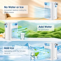 Airco - Mobiele airco - Draagbare airconditioner - Aircooler – 3-in-1 verdampingskoeler met 3 windsnelheden, groot waterreservoir, 7-kleuren nachtlampje, 2/4/6-uurs timer, luchtkoelventilator voor slaapkamer en kantoor — thumbnail 3
