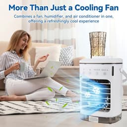 Airco - Mobiele airco - Draagbare airconditioner – Aircooler4-in-1 ventilator – 4 snelheden & 3 standen – 2-8 uur timer – 7 kleurenverlichting – AC-unit met 900 ml watertank – voor slaapkamer, kantoor, thuis en op de camping — thumbnail 4