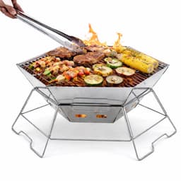 Meedeer Campinghoutkachel-Opvouwbare buitenkachel-draagbare-Ruitvormig barbecue-Camping Kooktoestel-RVS-Hittebestendig-voor vreugdevuur en picknick — thumbnail 1