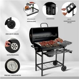 grill houtskoolgrill, met XXL-grillrooster, brandwondbestendige handschoen, thermometer, aslade, verstelbare bodem, grote houtskoolgrill (Basic) — thumbnail 3