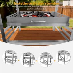 Draagbare houtskoolbarbecue, voor buiten, met kolenschaal, 4 standen en verstelbare hoogte, ideaal voor picknicks, kamperen en barbecueën — thumbnail 5