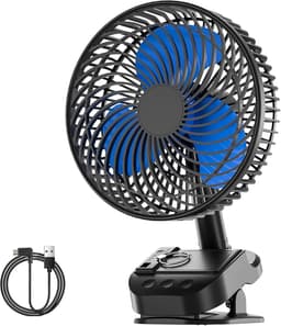Clipventilator Oplaadbaar - 8 Inch Tafelventilator - 5 Snelheden - Timer - 10000 mAh - Zwart — thumbnail 1
