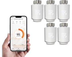 Intelligente Thermostaatkop - Slimme Radiatorregelaar - Energie Besparen - Open Raam Detectie - M30 x 15 mm - Wit