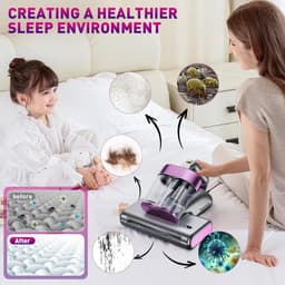 Mijtstofzuiger Matras - Bedreiniger UV - Hygiënisch Slapen - Verwijdert 999% Allergenen - 16 KPA Zuigkracht - Zwart — thumbnail 2
