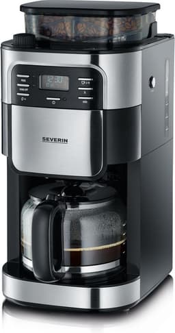 Severin KA 4810 Filter Koffiezetapparaat met bonenmaler - Glazen kan - Aromaselectie - Timerfunctie - Zwart / Rvs — thumbnail 1