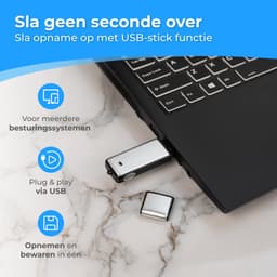 Nuvance Afluisterapparatuur - 16 Gb - Usb Stick Afluisterapparaat - Voice Recorder Digitaal - Spy Recorder - Dictafoon - Afluisteren & Opnemen — thumbnail 2