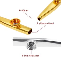 Kazoo - metaal Kazoo - 6 stuks gekleurde Kazoos - Kazoo fluit - muziekinstrument metaal — thumbnail 3