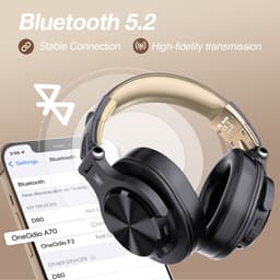 OneOdio Fusion A70 Zwart/Goud – Draadloze Over-Ear Koptelefoon – DJ & Studio – Hi-Res Audio — thumbnail 4