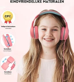 Intelectro Koptelefoon voor Kinderen - Veiligheid en Plezier in Eén! - Hoogwaardige Stereogeluid - Comfortabele Draagervaring - HD Microfoon - Volumeregeling - Brede Compatibiliteit en Audio Delen - Roze/Blauw - Levering Sneller dan Aangegeven! — thumbnail 3