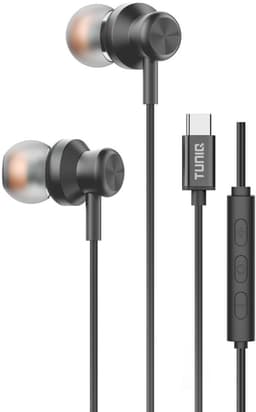 TUNIQ Bedrade Oortjes USB-C - Zwarte Oordopjes met Microfoon - Helder Geluid, Diepe Bas en Comfortabele Pasvorm – Geschikt voor Samsung, Xiaomi, OnePlus en meer — thumbnail 1