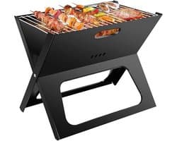 SMH LINE® Opvouwbaar Houtskool Barbecue - Draagbaar BBQ - Draagbare Camping Grill - 45 x30x35cm - RVS - Incl. Roosters