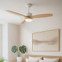 QAZQA joly - LED Plafondventilator met Verlichting | Lamp en Afstandsbediening - 1 lichts - Ø 132 cm - Naturel - Woonkamer | Slaapkamer | Keuken — thumbnail 5