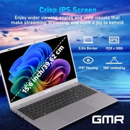 GMR 15.6 Inch Full HD Laptop | Office 2024 Inclusief | Windows 11 Pro | 8GB RAM | 256GB SSD | Direct Klaar voor Gebruik | Laptop voor Thuiswerk, Studie, School, E-mail, Internet & Kantoor | Nederlandse Support & Garantie — thumbnail 2
