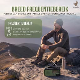 NovaWare® DAB+ Noodradio Solar Opwindbaar - Powerbank Zonneenergie met 5000mAh - DAB+/FM - Noodpakket - Bluetooth Speaker & Digitale Wekker - Draagbare Radio – Oplaadbaar & Op Batterijen - Groen — thumbnail 2