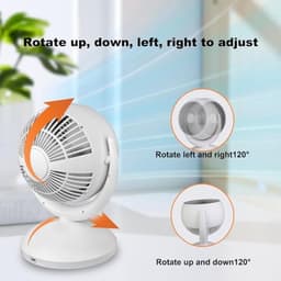 Stille tafelventilator met 4 snelheden en 120° helling instelbaar voor optimale luchtcirculatie in kantoor, slaapkamer en woonkamer — thumbnail 5