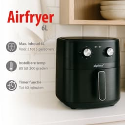 Alpina 6L 1600W Airfryer - Digitale Touch Bediening - Anti-aanbak Frituurmand - Meerdere Kookfuncties — thumbnail 2
