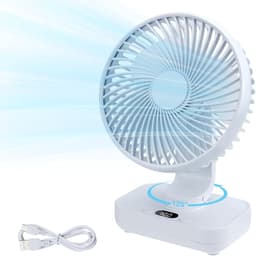 Zakventilator - Draagbare USB-bureauventilator - Ultrastille automatische oscillatie 120° - Krachtige oplaadbare batterij van 4000 mAh - Mini-bureauventilator - 4 snelheden - Kleine ventilator voor thuis, slaapkamer en buiten - Wit — thumbnail 1