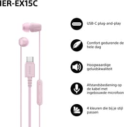 Sony IER-EX15C – In-ear USB-C oordopjes met microfoon - Roze — thumbnail 3
