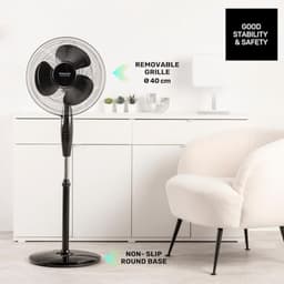 Elegante Statiefventilator met Oscillerend Systeem | 40 cm | 3 Snelheden | Verstelbare Hoogte | Handmatig Kantelbaar | Draaghandvat — thumbnail 1