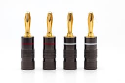 Vergulde banaanstekkers set (4 stuks) – 24K gold plated speakerpluggen – Hifi speakerkabel connectors – Schroefbare banaanpluggen rood/zwart – Audio accessoires voor versterker, receiver & luidsprekers — thumbnail 2
