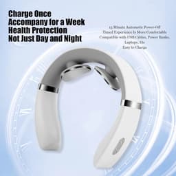 Nekmassager - Spierontspanner - Verwarmd, ergonomisch, draagbaar, spierontspanning voor thuis/op kantoor/op reis (wit) — thumbnail 3
