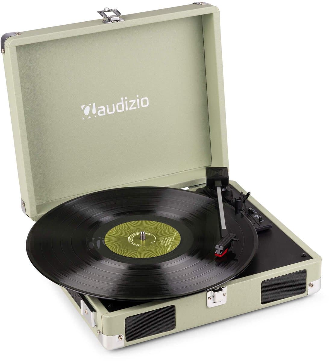 Platenspeler met speakers - Audizio RP111G - Retro platenspeler - LP speler - Model 2025 - Groen — afbeelding 1