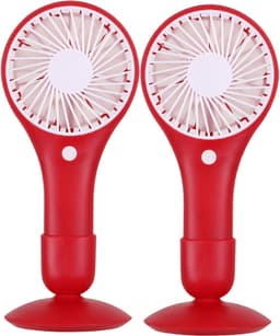 Urban Living draagbare USB ventilator - 2x - met standaard - rood - kunststof - 20 x 10 cm — thumbnail 1