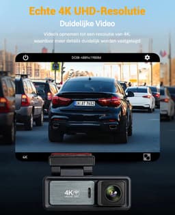 Gloovon® - Dashcam 4K Ultra HD - Met Achteruitrijcamera - Dashcam Auto - G-Sensor - 3.2 inch IPS Scherm - Nachtvisie - 170 wijdhoeklens - Wifi & App - Loop Recording — thumbnail 3