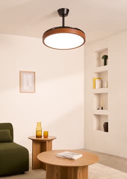CREATE - Plafondventilator 40W stil met intrekbare bladen met licht - Ø108cm - Zwart / Donker hout - Afstandsbediening - WIND CLEAR STUDIO — thumbnail 4