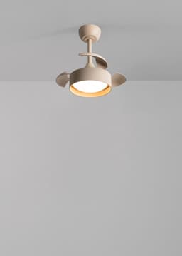 CREATE - Plafondventilator 40W Ø55cm stil met intrekbare bladen met licht - Zand / Linnen zand - WIND CLEAR LAMP — thumbnail 3