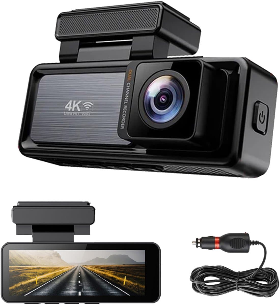 Gloovon - Dashcam - 4K Ultra HD Resolutie - 3.2 inch IPS Scherm - Met WiFi & App - Parkeermodus - Nachtzicht - G-Sensor — afbeelding 1