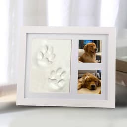Daity Witte kleiprint fotolijst, hondenpootafdrukken, gipsen huisdieren, 22,5 x 27,5 cm, puppy- en kittenafdrukken — thumbnail 1