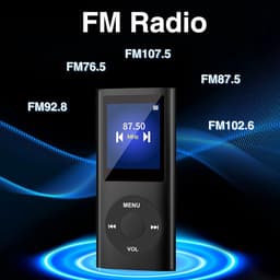 MP3 Speler Bluetooth - Digitaal 1,8-inch LCD-scherm - USB - Draagbaar - Luidsprekers met verliesvrije geluidskwaliteit - Voice recorder - FM radio - SD kaart tot 64GB（let op: de kaart is niet inbegrepen） - ZWART — thumbnail 5