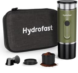 Hydrofast PO-100 draagbare espressomachine, 20 bar druk, 9600 mAh batterij, 2-in-1 capsule & gemalen koffie, draadloze verwarming, compact reisontwerp — thumbnail 1
