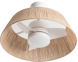 CREATE - Stille plafondventilator 25W Ø60cm met LED-verlichting - Gebroken wit - Ø60cm - Met licht - WIND LAMP NATURAL WOVEN — thumbnail 1