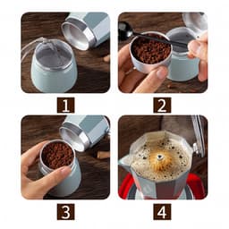Adore Maison Barista – Moka pot 6 Kops – Beige met Houten Handvat – Traditionele Espressomaker voor Gas & Elektrisch — thumbnail 5