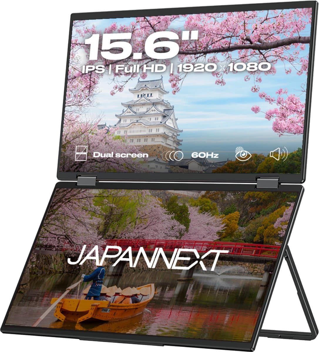 JAPANNEXT Dual Portable Monitor 15.6"(x2) IPS Full HD (1920x1080) | JN-DMD-IPS156F — afbeelding 1