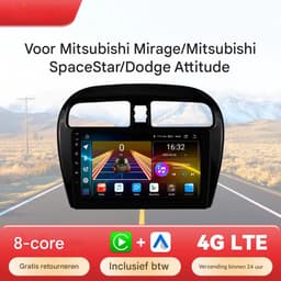 Autoradio met bluetooth - Carplay - Voor Mitsubishi Mirage / Space Star (2012-2018) - Geschikt voor Apple en Android - Stereo - Navigatie - Navigatiesysteem auto - 1GB 16GB — thumbnail 4