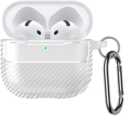 Telestore - Hoesje geschikte voor AirPods Pro 3 - TPU carbon hoesje Beschermhoes - Shockproof AirPods Pro 3 Cover - AirPods Pro 3 Hoesje - Geschikt voor Apple Airpods Pro 3 - transparant - carbon TPU cover — thumbnail 1
