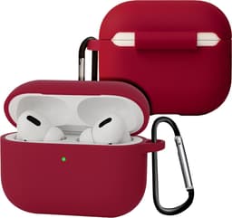 Case - Geschikt voor Apple Airpods Pro 3 - Siliconen Hoes met Clip - Silicone Hoesje Cover - Wijnrood — thumbnail 1