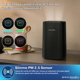 Erikssøn Luchtreiniger Air Purifier Elite - 2x HEPA-14 Filter - Zwart - 240 m3/u - Vermindert Stof En Pollen - Met Hepa Filter - Met Ionisator — thumbnail 4