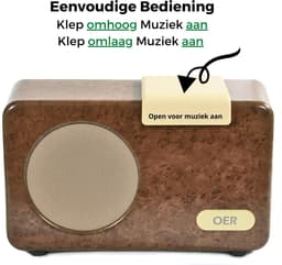 OER Muziekspeler voor Ouderen met Dementie (Dementievriendelijke Radio) - Zelfstandige Bediening - Vergemakkelijkt Mantelzorg - Ruimte voor meer dan 1.500 Nummers - Stevig/Robuust/Kwaliteit - Walnoot/Hout Kleur — thumbnail 2