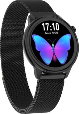Belesy® MOON - Smartwatch Dames - Horloge - Stappenteller - Lichaamstemperatuur - Bloeddruk - Zuurstofgehalte - Ademhaling - Full Touch - Diverse Wijzerplaten - Mutli sport - Milanees - Staal - Zwart - Moederdag — thumbnail 2